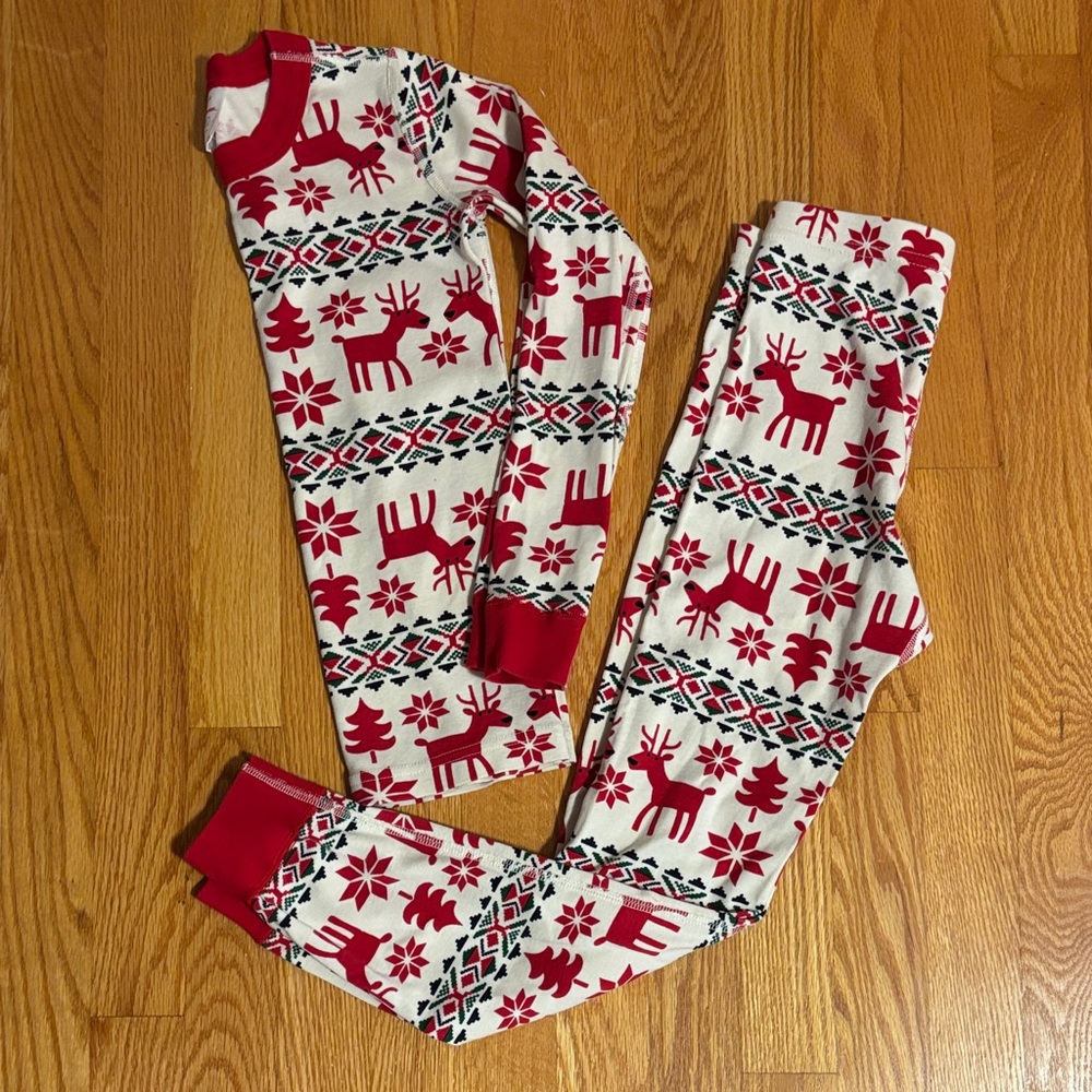 Hanna Andersson Festive Red and White Pajama Top size 8 130 cm